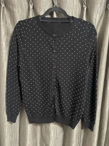 ZARA 블랙 도트 무늬 가디건
