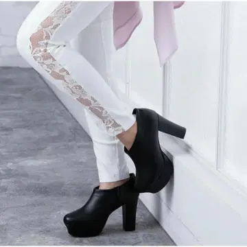숏부츠 10.5cm 힐 슬림 레그 부티 블랙 22.5cm
