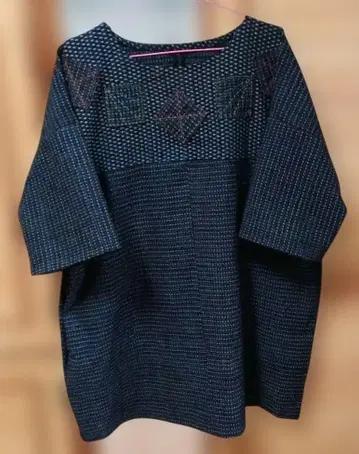 서생 무늬 육분 소매 손바느질 튜닉