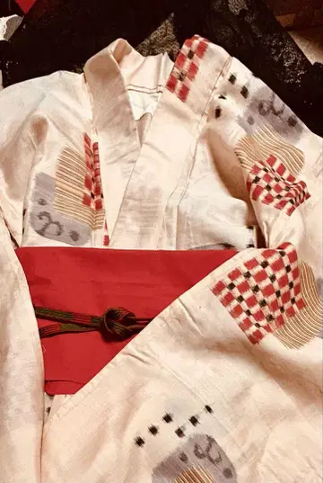 레트로한 메이센 기모노 오비 참고품