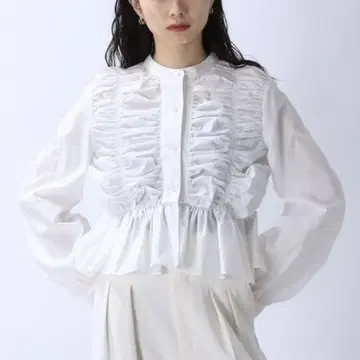 JEANASIS 셔링 페플럼 블라우스 화이트