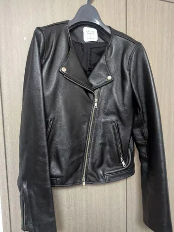 블랙 가죽 더블 라이더 자켓