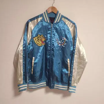 일심여경 스카잔 호랑이 벚꽃 자수 일본풍 패턴 새틴 L