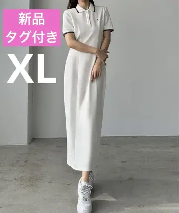 Louere 화이트 반팔 폴로 셔츠 원피스 XL 사이즈 폴로 원피스
