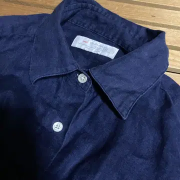 Maker'sShirt 가마쿠라 린넨 네이비 카슈쿨 긴팔 셔츠
