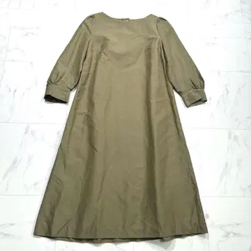 투모로우랜드 퍼프 슬리브 롱 플레어 원피스 백 버튼 린넨