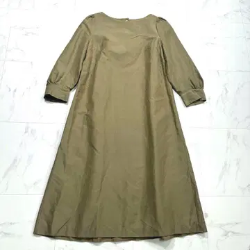 투모로우랜드 퍼프 슬리브 롱 플레어 원피스 백 버튼 린넨