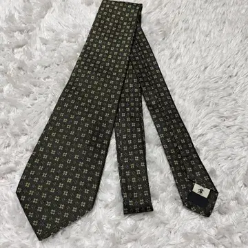 MARGARET HOWELL 기하학 패턴 격자 무늬 넥타이 실크 100%