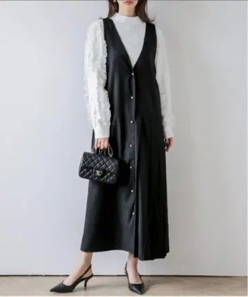 AMELY__ 사이드 플리츠 오버롤 스커트