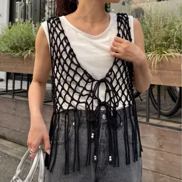 앞뒤 2way 마크라메 프린지 베스트