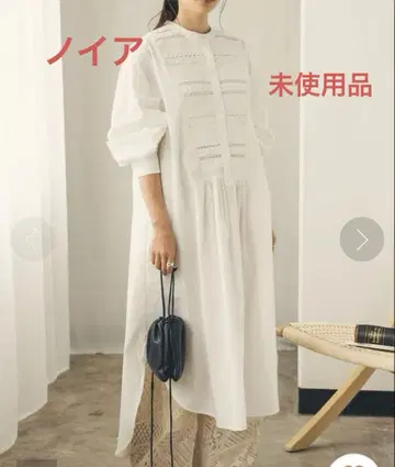 Noia *리버 레이스 핀턱 셔츠 원피스