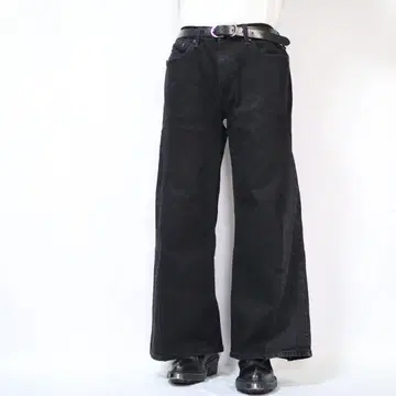 [ 리메이크 ] 재구축 블랙 데님 배기 플레어 와이드 루즈