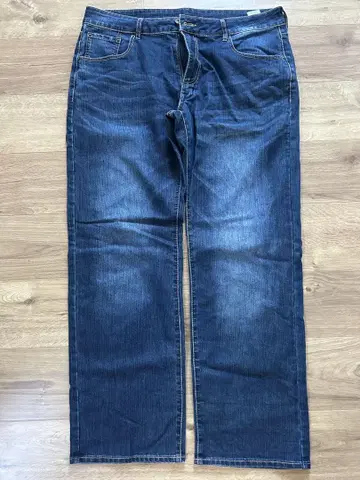 다크 블루 스트레이트 데님 남성용 바지 빅 사이즈 남자 파랑