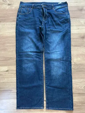 다크 블루 스트레이트 데님 남성용 바지 빅 사이즈 남자 파랑