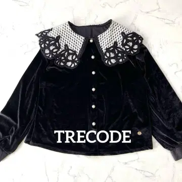 TRECODE 트레코드 빅 칼라 벨로아 자수 가디건 펄