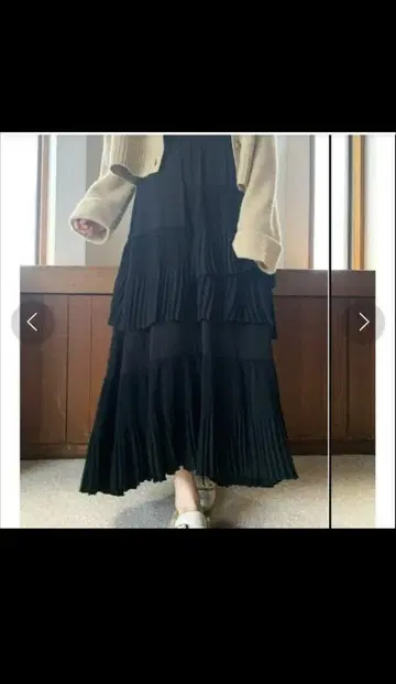 Stylevoice for xxx 비대칭 티어드 플리츠 스커트 블랙
