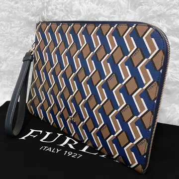 새상품급 FURLA 훌라 클러치백 세컨드 백 기하학 패턴