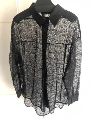 melange 메 블랙 메쉬 긴팔 셔츠