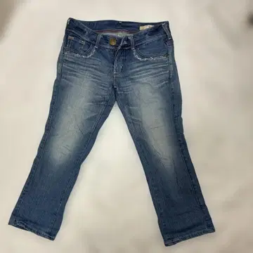 SOMETHING 자수 데님 크롭 팬츠
