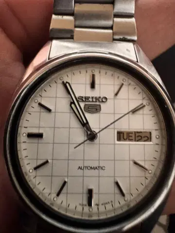 SEIKO 자동 와인딩 화이트 그리드 다이얼