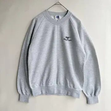 빈티지 80s 아식스 여성용 래글런 맨투맨 그레이 구제 의류