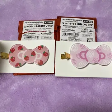 헬로키티전 시크릿 앞머리 클립 딸기 무늬 & 로즈 패턴 2개 세트