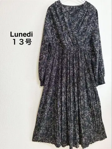 [새상품급] Lunedi 꽃무늬 긴팔 플리츠 셔츠 원피스 13호 허리밴딩