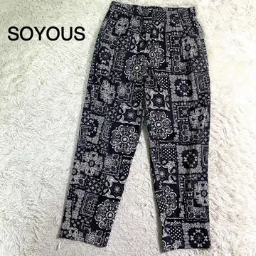 SOYOUS 블랙 컬러 올 패턴 캐주얼 팬츠