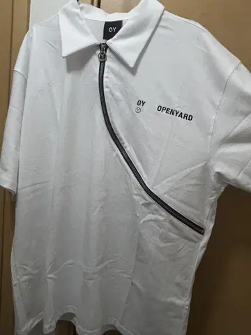 OPENYARD 화이트 지퍼 피케 셔츠