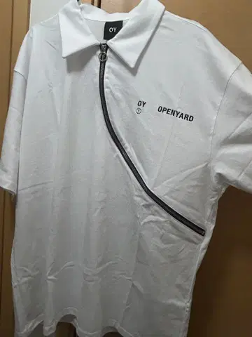 OPENYARD 화이트 지퍼 피케 셔츠
