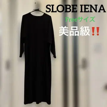 SLOBE iENA 셔링 리브 롱 원피스 [새상품급] 블랙