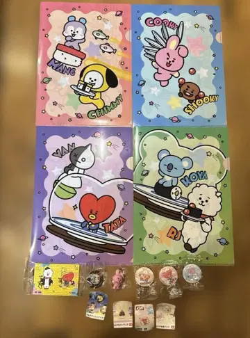 BT21 쿠라스시 BTS 클리어 파일 피규어 캔뱃지 세트
