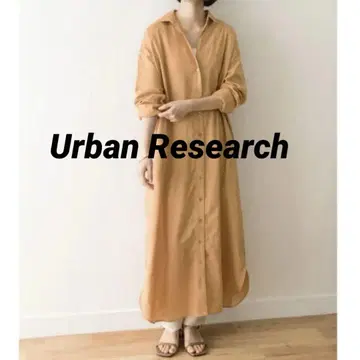 어반 리서치 린넨 혼방 셔츠 원피스 백리본 브라운 새상품급