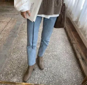 blate 속기모 인조 가죽 스트레치 스퀘어 숏부츠 23.0cm