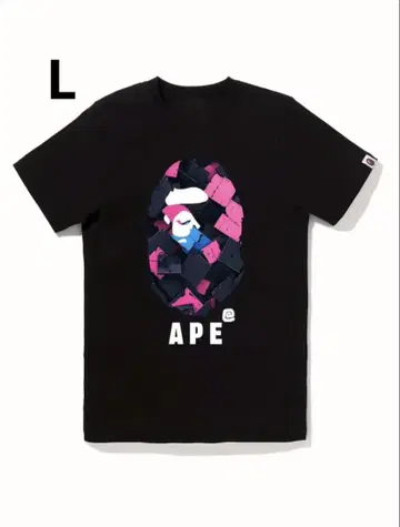 APE 그래픽 프린트 T셔츠 L 블랙