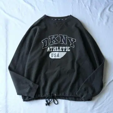 90s DKNY 프린트 맨투맨 블랙 다나카란 구제 의류 크롭 기장 레어