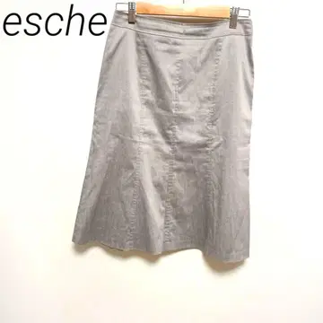 esche 그레이 플레어 스커트 안감 부착 오피스 엘레강트