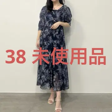 토와르 드 주이 카슈쿨 원피스 네이비 선화 꽃무늬 원피스 38
