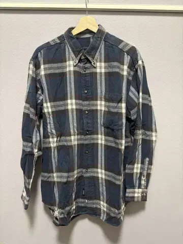90s IZOD 긴팔 체크 셔츠 네이비