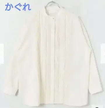 카구레 밴드 카라 핀턱 코튼 셔츠 화이트