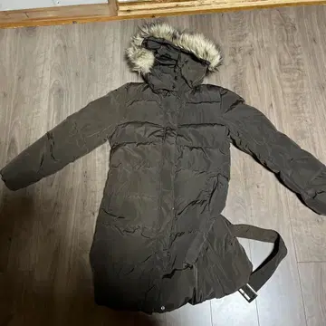 후드 부착 롱 다운 자켓 올리브