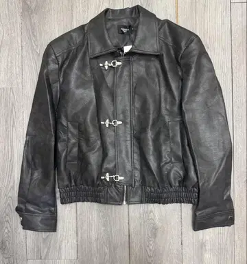 ALUDE buckle design leather short jacket