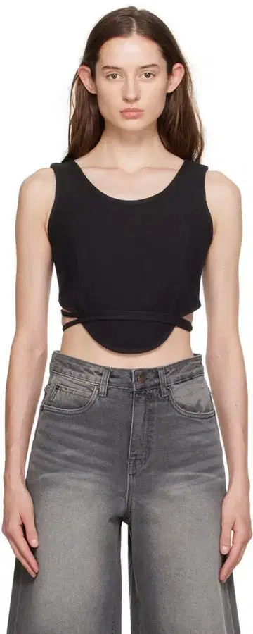 LOW CLASSIC 크롭 코르셋 탑 뷔스티에 블랙