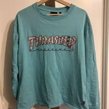 THRASHER 아쿠아 블루 긴팔 티셔츠