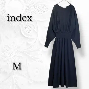 [인덱스] 니트 원피스 허리 절개 블랙 M