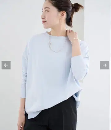 IENA 코튼 스트레치 NEO 와이드 긴팔 풀오버 블루