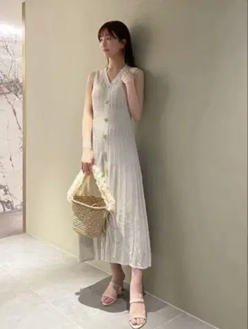 snidel 스나이델 롱 원피스 시스루 니트 원피스 타이트