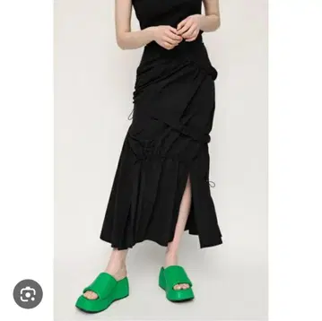 H/W 나일론 개더 스커트 슬라이 BLK M 사이즈