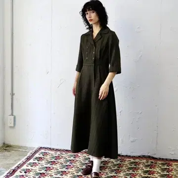 foufou 오픈 카라 헤링본 원피스