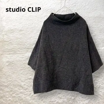 studio CLIP 판초 니트 하프 베스트 반팔 하이넥 중간 두께 F